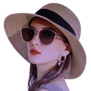 Somaler women’s straw, sun, hat, wide, brim, foldable, travel hat